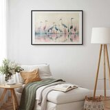  Plakat - Birds by the Lake - herons painted in watercolor in a delicate gray-pink palette 90x60 Crni okvir s margom | shoptok.hr