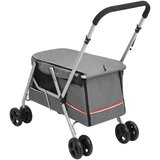  Sklopiva kolica za pse siva 100 x 49 x 96 cm od lanene tkanine | Eponuda.com