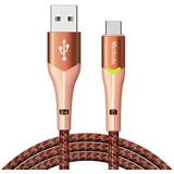 CA-7962 kabl sa led svetlom, usb-a na tip-c, 1 m, narandžasti