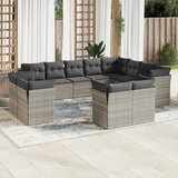 vidaXL 12-dijelni set vrtnih sofa poliratan s jastucima svijetlosivi Cijene