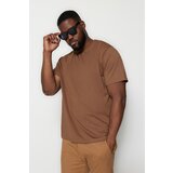 Trendyol Plus Size T-Shirt - Brown - Regular Cene