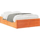 Furnova Posteljni okvir brez vzmetnice voščeno rjav 135x190 cm borovina, (21935905) | Shoptok.si