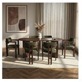 Hanah home Set Trpezarijski sto i 6 stolica Meridia 6 Milano Walnut Dark Walnut Green Cene