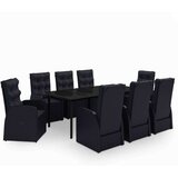  9-dijelni vrtni blagovaonski set s jastucima crni | shoptok.hr