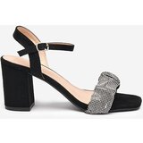 Resti Black women's sandals on a post with cubic zirconias Trieste - Footwear Cijene