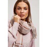 Marisse Powder Pink Checkered Scarf With Fringes | shoptok.hr