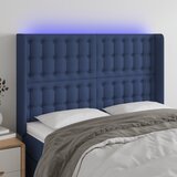vidaXL LED posteljno vzglavje modro 147x16x118/128 cm blago Cene