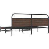 Metalni Kovinski posteljni okvir brez vzmetnice rjavi hrast 193x203 cm, (21608519) | Shoptok.si