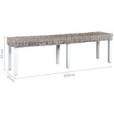  Klupa bijela 160 cm prirodni ratan kubu i masivno drvo manga | shoptok.hr