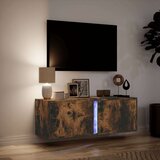 vidaXL Stenska TV omarica z LED lučkami dimljeni hrast 100x31x35 cm | Shoptok.si