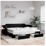 vidaXL Izvlečna dnevna postelja s predali črna 90x190 cm bla Cene