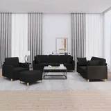  4-dijelni set sofa s jastucima crni od tkanine