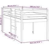  Visoki krevet bijeli 90 x 190 cm od masivne borovine | shoptok.hr