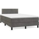 Krevet box spring s madracem LED tamnosivi 120 x 190 cm baršun | Eponuda.com