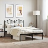 Maison Chic Kovinski Posteljni okvir - Dvoposteljna postelja - Zakonska postelja z vzglavjem črn 120x200 cm, (21693270) | Shoptok.si