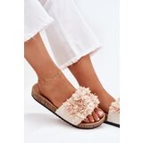 Boto Women's Cork Sole Slippers With Decorative Flowers Beige Seleneza | shoptok.hr