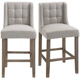  Set od 2 barske stolice s naslonom puno drvo 47x50x101 cm siva prirodna Cijene