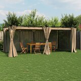 vidaXL Sjenica sa zavjesama 6 x 3 m smeđesiva čelična Cijene