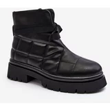 Big Star Women's ankle boots with stitching and lacing black Bizzanti