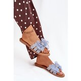 Boto Women Flat Heel Slippers With Tulle Bow Denim Tanira Cijene
