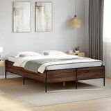 Maison Chic Posteljni okvir - Dvoposteljna postelja - Zakonska postelja rjav hrast 120x200 cm inženirski les in kovina-J14789, (21765203) | Shoptok.si