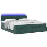  Otomanski posteljni okvir z vzmetnicami zelen 200x200cm žamet, (21873204) | Shoptok.si