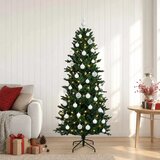  Umjetno božićno drvce s kuglicom 120 cm 150 LED lampica - Zelena 120 cm s LED žaruljama i bijelim kuglicama | shoptok.hr