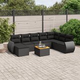 vidaXL 9-dijelni set vrtnih sofa s jastucima crni od poliratana | shoptok.hr