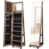 Costway Omara za nakit 3 v 1 na kolesih z brezokvirnim LED-ogledalom, (5000357906) Cene