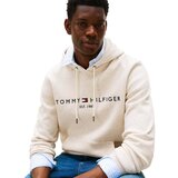 Tommy Hilfiger Logo Embroidery Hoodie Heathered Oatmilk Bež | shoptok.hr