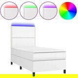  Krevet box spring s madracem LED bijeli 100x200 cm umjetna koža | shoptok.hr