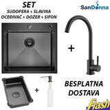  Crna inox sudopera sa slavinom (set) - - HD5550R Cene