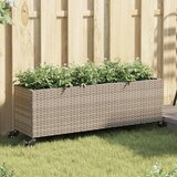 vidaXL Vrtna sadilica s kotačima 3 posude siva 107x32x38 cm poliratan | shoptok.hr