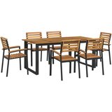  Vrtna garnitura - 7-dijelni vrtni blagovaonski set od bagremovog drva i metala - Crna Dužina stola 180 cm 6 Dužina stola 180 cm | shoptok.hr