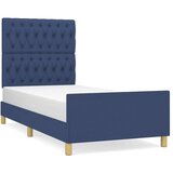  Posteljni okvir z vzglavjem moder 90x200 cm blago, (20903415) | Shoptok.si