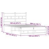 vidaXL Metalni okvir kreveta bez madraca smeđi hrast 120x200 cm | shoptok.hr