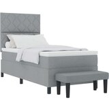 vidaXL Postelja s škatlo z vzmetnico in klopjo svetlo siva 90x200 cm tkanina | Shoptok.si