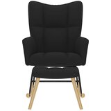  Stolica za ljuljanje od tkanine s osloncem za noge crna | shoptok.hr