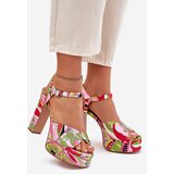 Boto Patterned Heeled Sandals And Platform Pink-Green Slaria | shoptok.hr
