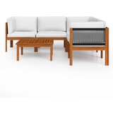  Vrtni set za sjedenje s jastucima, 6 dijelova, krem drvo, akacija i uže | shoptok.hr