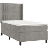 Box spring krevet s madracem svjetlosivi 90x190 cm baršunasti | shoptok.hr