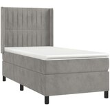 Box spring postelja z vzmetnico svetlo siva 90x200 cm žamet, (20846668) | Shoptok.si