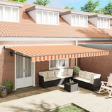 vidaXL Ročni Zložljivi Senčnik Rdeče in Oranžne 500x300 cm | Shoptok.si