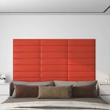 vidaXL Zidne ploče od umjetne kože 12 kom crvene 60 x 15 cm 1 08 m²