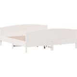 vidaXL Posteljni okvir z vzglavjem bel 200x200 cm trdna borovina, (21018390) Cene