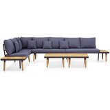 The Living Store Vrtna garnitura z blazinami 7-delna trden akacijev les rjava - Vrtna Sedežna Garnitura, (21475701) | Shoptok.si