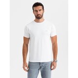 Ombre Men's SLIM FIT T-shirt with round neckline and logo - white | Shoptok.si