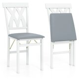  Komplet 2 stolov, zložljivi kuhinjski stoli z oblazinjenimi sedeži, zložljivi stoli, beli | Shoptok.si