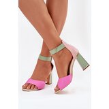 EVENTO Elegant Women's Heeled Sandals Pink-Green Rosazara | shoptok.hr