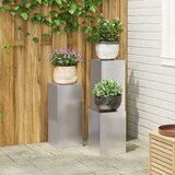 vidaXL stalci za biljke Set od 3 Srebrna Nehrđajući čelik | shoptok.hr
